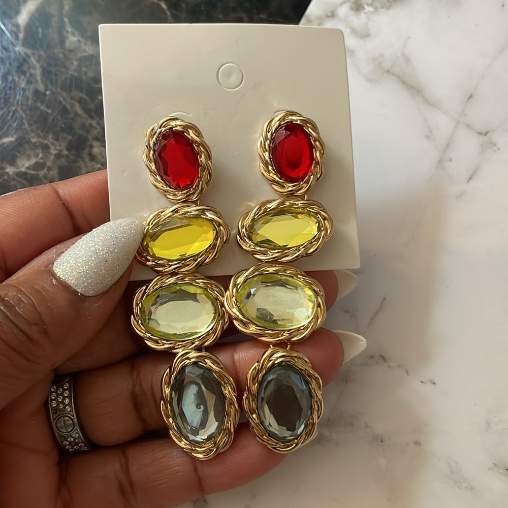 Akira Drip Drop Jewel Earrings - Picture 8 of 11